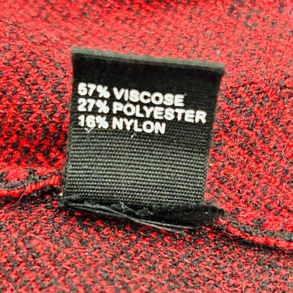 Orange Fashion Village Open Front Poncho Sleeveless Button Closure O/S Red Black - Picture 10 of 12